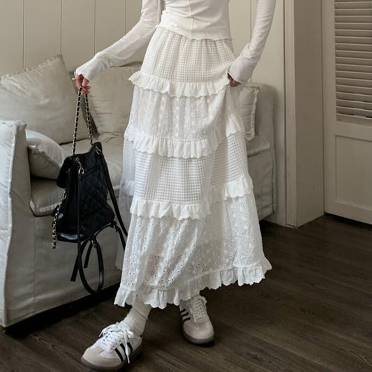 vmtvr outfit White High Waist Skirt 2024 Spring and Summer New Fashion Cute Princess Style A- line Skirt Mid-Length Skirt White Gentle Style