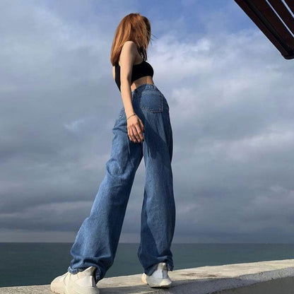 vmtvr outfit inspo Ins High Waist Mop Jeans for Women Spring and Summer New Loose Wide Leg Draping Straight Elegant Pants