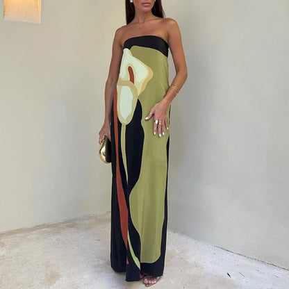 vmtvr Lookbook Outfits 2024 Summer New Women's Fashion Sleeveless Avant-Garde Sexy Backless Print Dress