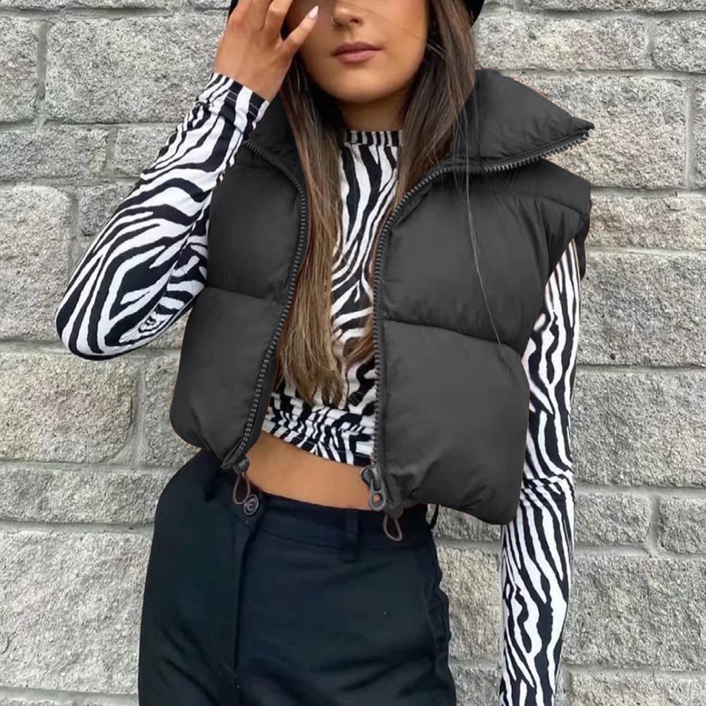 vmtvr datenight fall outfits Women's Spring Cotton-Padded Vest Zipper Stand Collar Vest 11 Colors