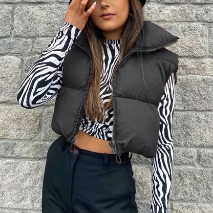 vmtvr datenight fall outfits Women's Spring Cotton-Padded Vest Zipper Stand Collar Vest 11 Colors