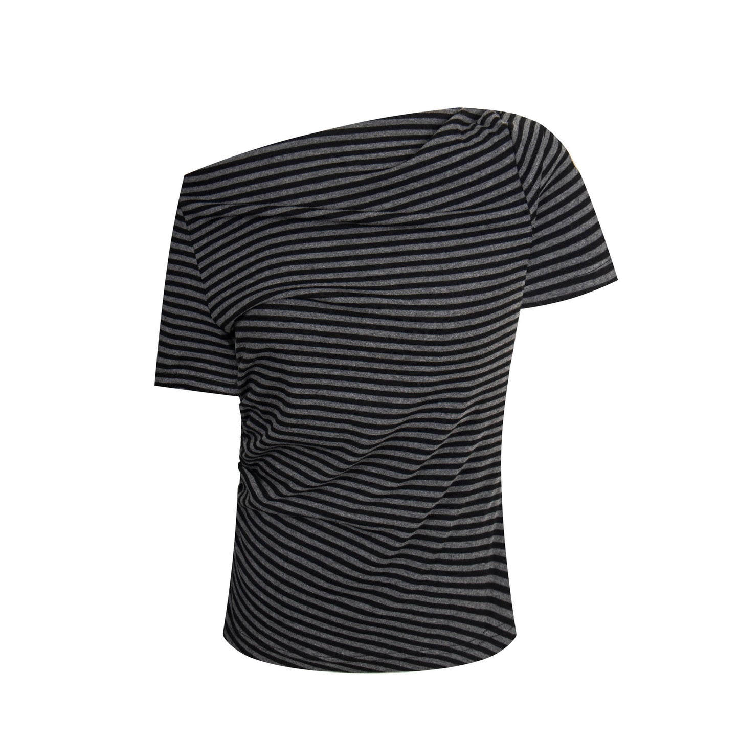 134th Street Tide Premium Sense Women's Tide Stripe Niche Design Short Sleeve Spice Girls Wear More High Short T-Shirts