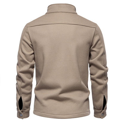 VMTVR 2025 popular autumn and winter new fleece thickened waffle men's lapel cardigan jacket Popular trade pocket coat top men