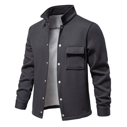 VMTVR 2025 popular autumn and winter new fleece thickened waffle men's lapel cardigan jacket Popular trade pocket coat top men