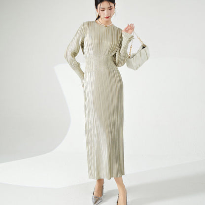 2025 High-end bronzing dress long-sleeved skirt autumn women's high-end Shenzhen Nanyou New women's clothing bottomed dress