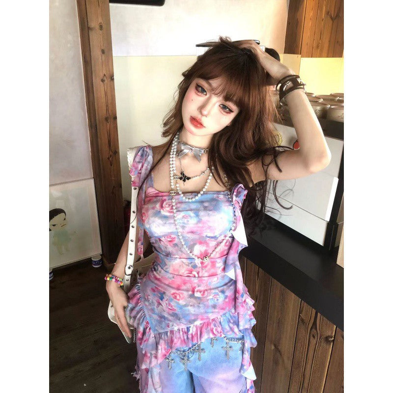vmtvr 2000s fashion American Retro Rendering Workwear Jeans Women's Summer High Street High Waist Loose Slimming Wide Leg Mopping Pants