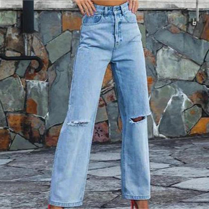 vmtvr summer outfits inspo Y2k Women's Ripped Straight Jeans