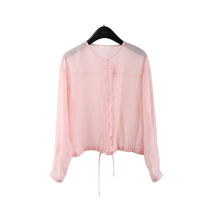2025  light and breathable sunscreen shirt 2025 thirteen rows summer new fungus edge long-sleeved shirt T5010X