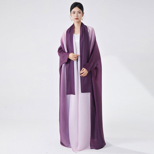 2025 Middle East Popular trade Muslim style robe hot women's clothing gradual change loose large size cardigan jacket temperament robe