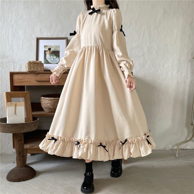 vmtvr Gothic Dti Autumn and Winter New plus Size 2024 Japanese Bubble Sleeve Light Lo Lolita Suspender Skirt Two-Piece Bow Dress