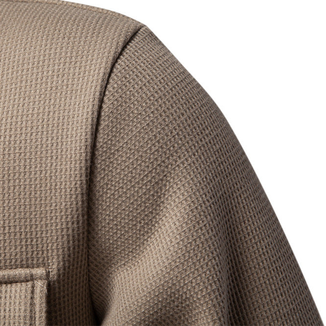 VMTVR 2025 popular autumn and winter new fleece thickened waffle men's lapel cardigan jacket Popular trade pocket coat top men