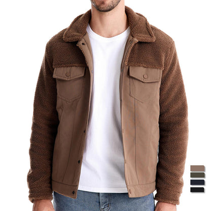 VMTVR 2025 popular autumn and winter new men's splicing jacket Popularan size New casual high-quality men's lamb wool jacket