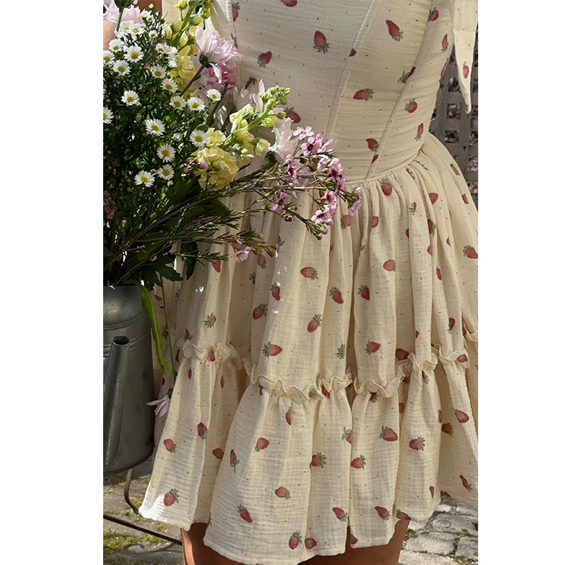 vmtvr outfit inspo Women's Sexy Summer Floral Dress Women's High-Grade Suspender Waist Skirt Ballet Style Fluffy Skirt