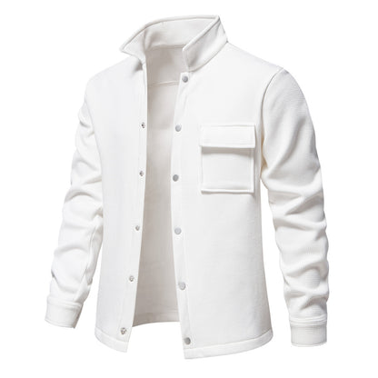 VMTVR 2025 popular autumn and winter new fleece thickened waffle men's lapel cardigan jacket Popular trade pocket coat top men