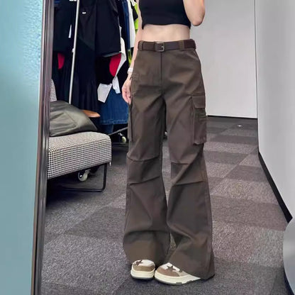 vmtvr masc outfits Vibe Style Multi-Pocket High Street Retro Overalls Women's Spring and Summer New Straight Wide-Leg Casual Pants Fashion