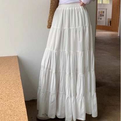 vmtvr church outfit Chanel Style Korean Style Cake Skirt 2024 New Spring and Summer Slimming High Waist Design Stitching Western Style All-Match Long Skirt for Women