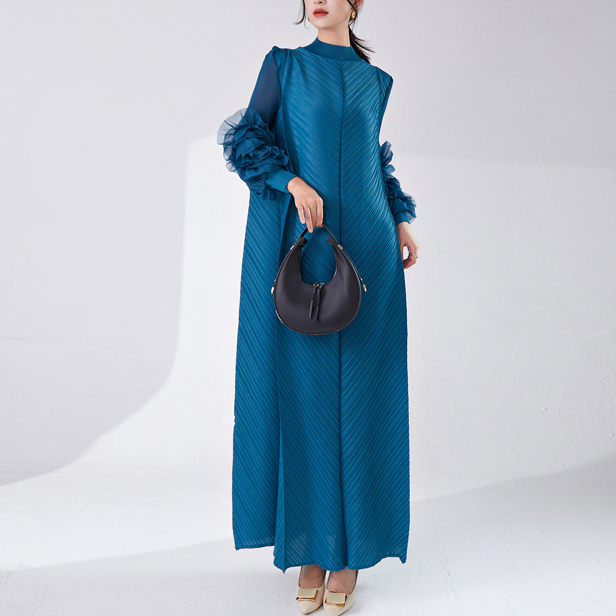 2025 Women's high-end wear large-size dress bud three-dimensional long-sleeved Popular trade Middle East hot sale dress long dress
