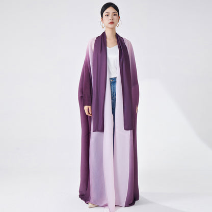 2025 Middle East Popular trade Muslim style robe hot women's clothing gradual change loose large size cardigan jacket temperament robe
