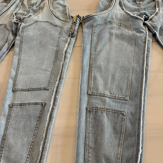 vmtvr Summer Fits Fashion Irregular Hollow Stitching Zipper Stretch Jeans