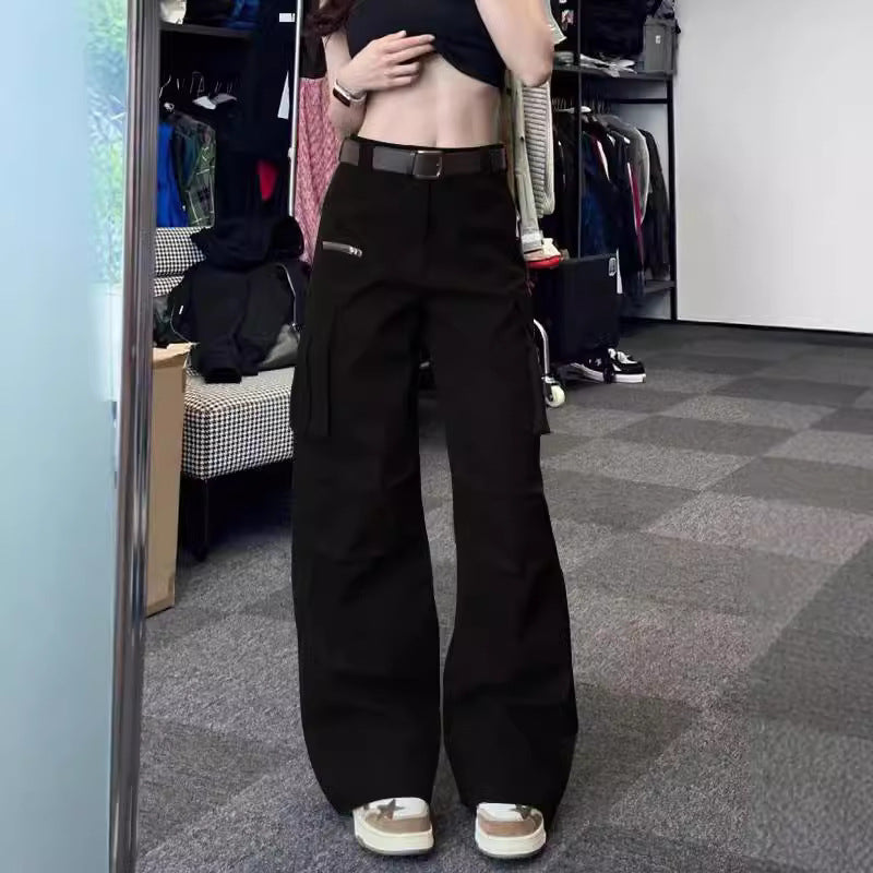 vmtvr masc outfits Vibe Style Multi-Pocket High Street Retro Overalls Women's Spring and Summer New Straight Wide-Leg Casual Pants Fashion