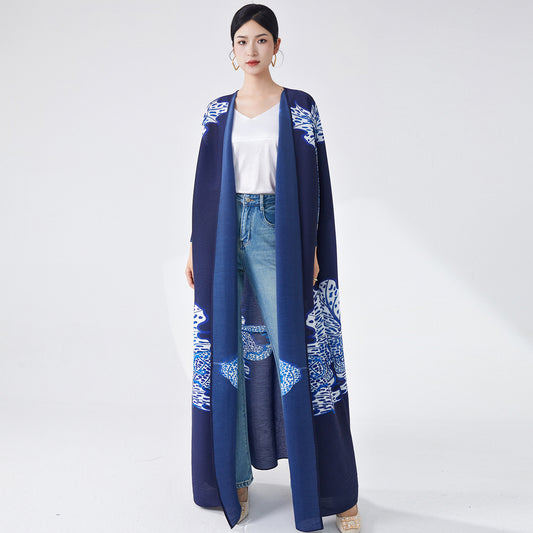 2025 Muslim fashion heavy industry dress robe Middle East Popular trade hot sale women's loose printed coat robe