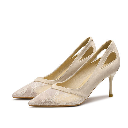 2025 799-1 high-heeled sandals 2025 summer new sexy mesh high heels Korean version pointed stiletto single shoes women