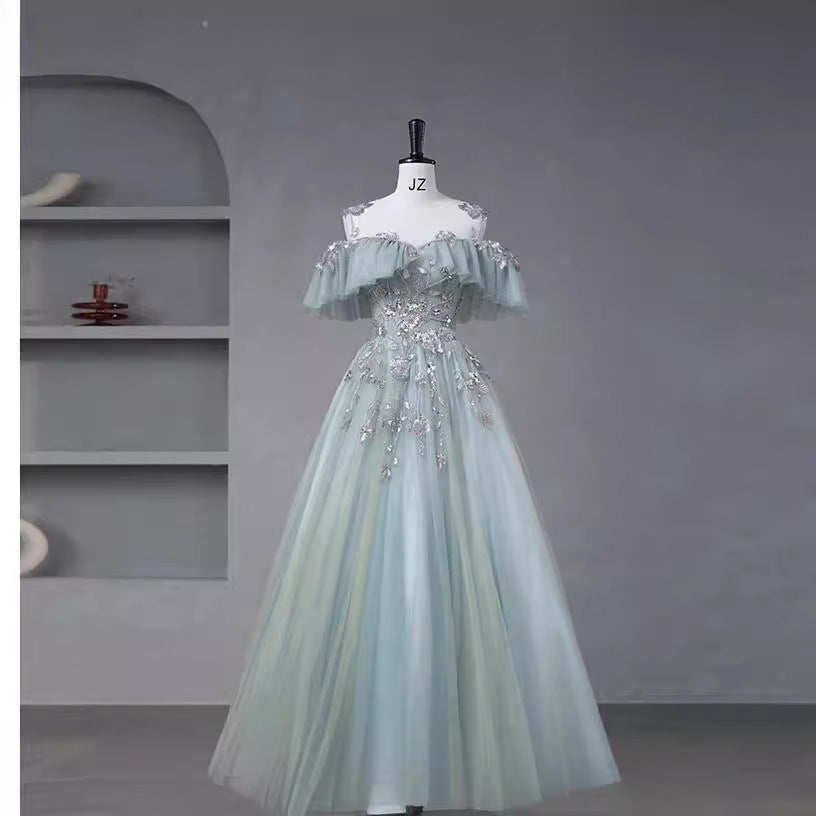 vmtvr prom dresses New Elegant Socialite Performance Adult Ceremony Host Solo Atmospheric Vocal Music Annual Meeting Fluffy Yarn Evening Dress