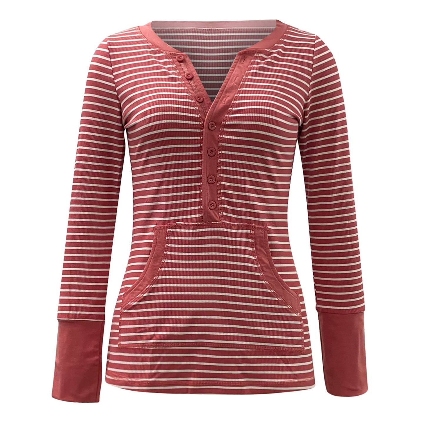 vmtvr outfit inspo Autumn and Winter Single-Breasted Knitted Striped Long-Sleeved T-shirt Deep V-neck Hot Girl Tight Sexy Top Female