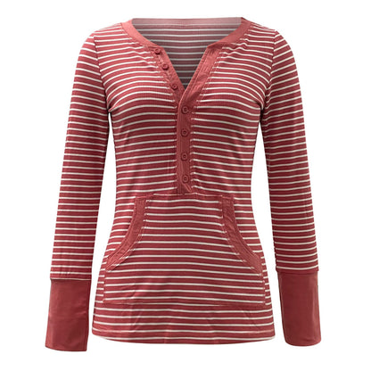 vmtvr outfit inspo Autumn and Winter Single-Breasted Knitted Striped Long-Sleeved T-shirt Deep V-neck Hot Girl Tight Sexy Top Female