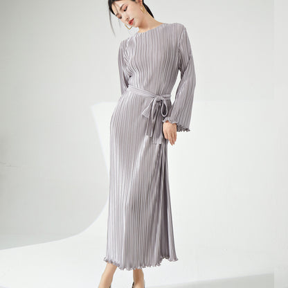 2025 Hot Trade Dress Long Dress Women's High-end Sale Spring and Autumn Long Sleeve Loose Lace-up Temperament Dress Skirt