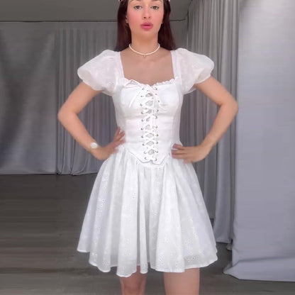 vmtvr pop culture dress to impress 2024 Summer New French Tea Break Waist-Tight Design Holiday Dress