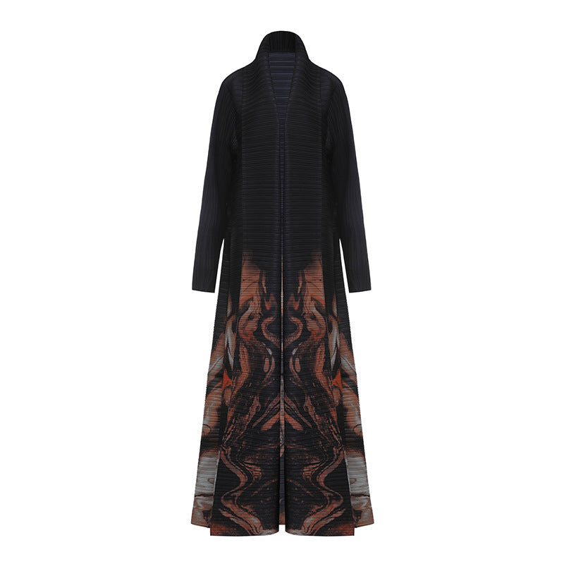 2025 Middle Eastern robe women's pleated long skirt butterfly temperament high-end robe loose lace-up cardigan pleated long coat