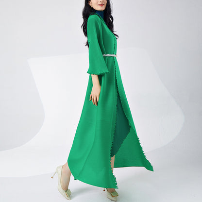 2025 Hot trade long trench coat women's high-end trench coat splicing loose Muslim robe temperament Mizhai cardigan coat autumn
