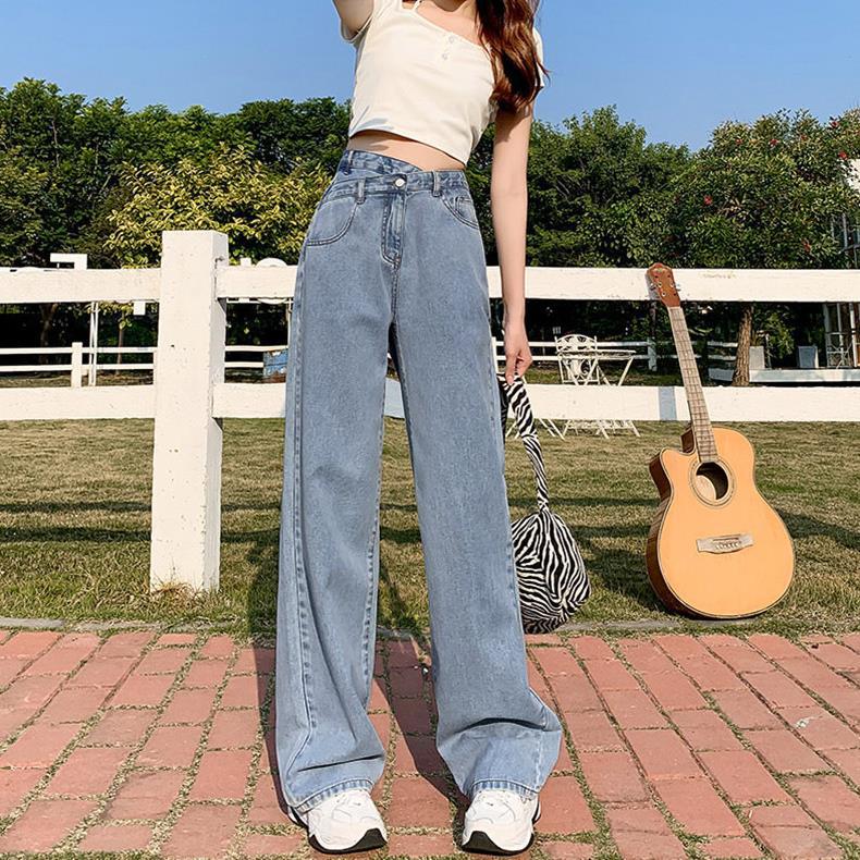 vmtvr summer fits High Waist Jeans Women's Straight Loose Cross Waist Wide Leg Pants 2024 New Spring and Summer Mopping Pants