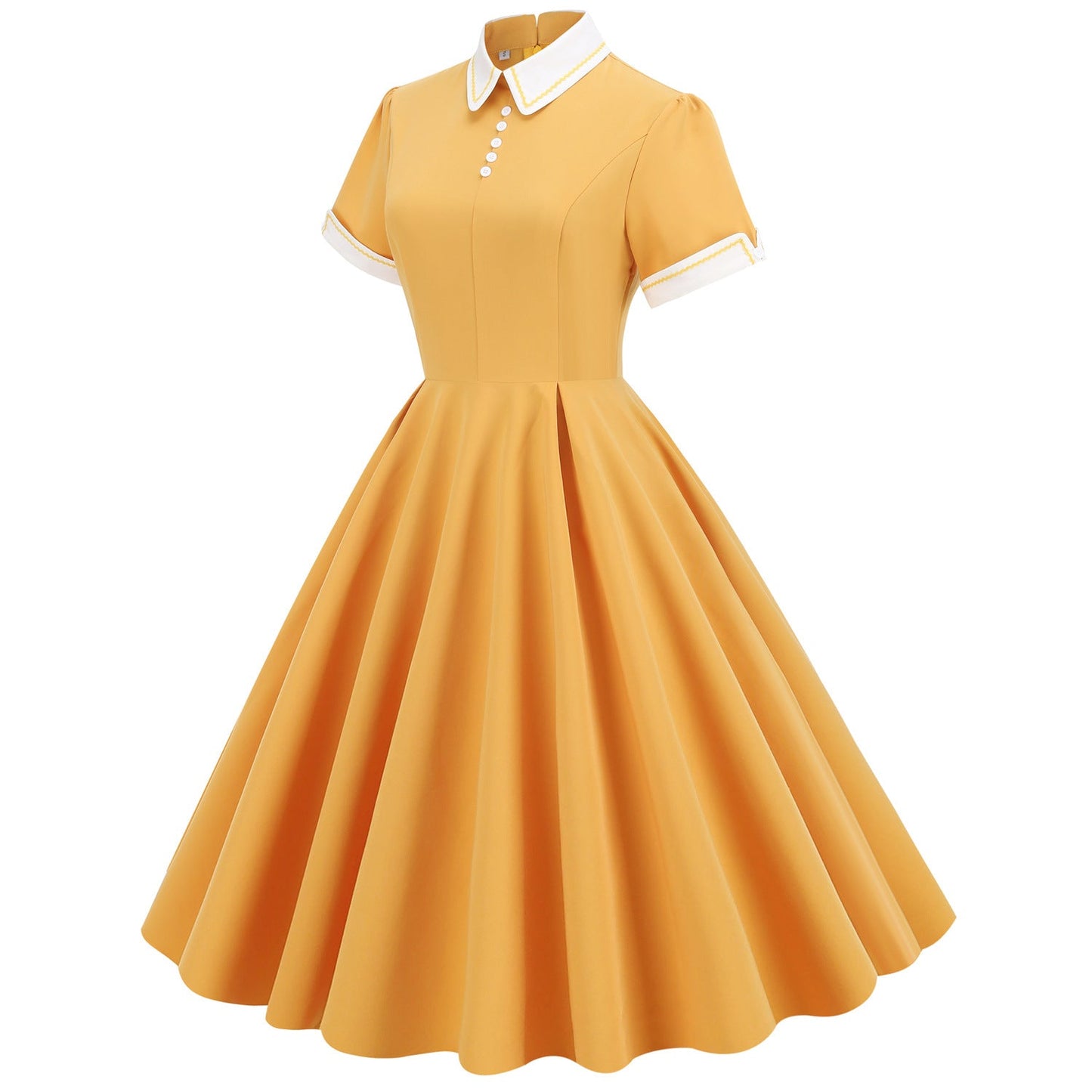 vmtvr harajuku dress to impress Original Hepburn Style Court Noble Temperament Trim Contrast Color Turtleneck Doll Collar Mid-Length Large Swing Retro Dress Women