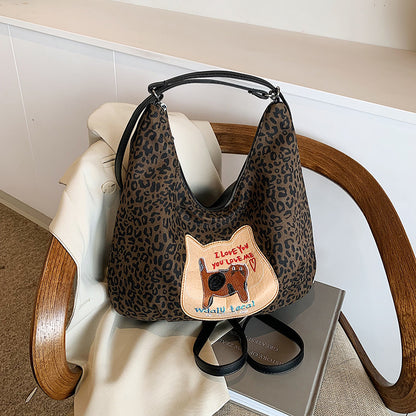 VMTVR 2025 Retro fashion leopard print tote bag women's popular new trend versatile underarm bag large capacity commuter women's backpack