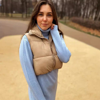 vmtvr datenight fall outfits Women's Spring Cotton-Padded Vest Zipper Stand Collar Vest 11 Colors