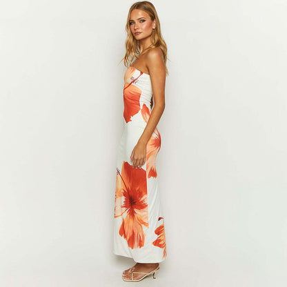 Mireya Floral Print Strapless Maxi Dress