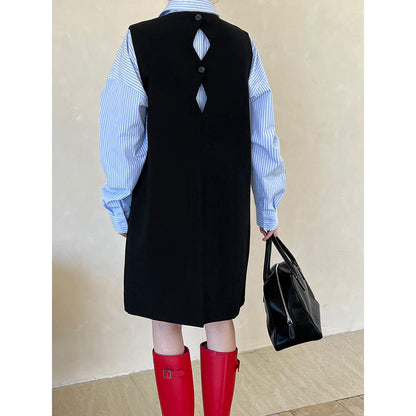 vmtvr datenight fall outfits Luxi High-Grade Suit Vest Skirt Women's Sleeveless Hollow Straight Midi Dress Loose Vest Skirt