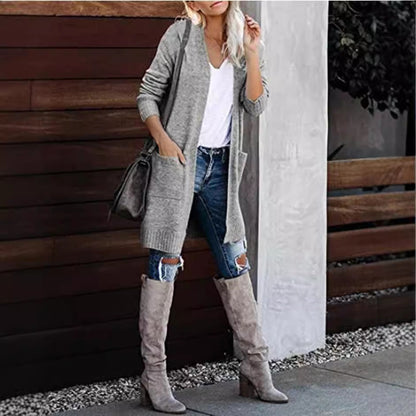vmtvr 2000s fashion Fall 2024 Women's Knitted Pocket Cardigan Long Sleeve Casual Knitted Loose Sweater Sweater Coat for Women