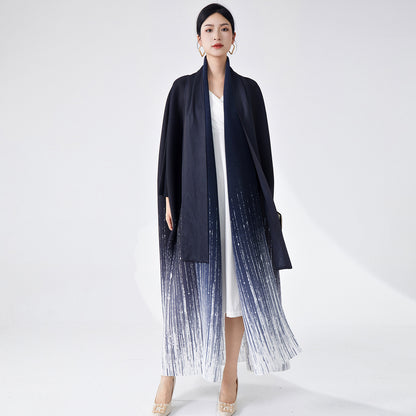 2025 Popular trade Muslim Middle East robe women's high-end lapel gradual change cardigan temperament elegant trench coat