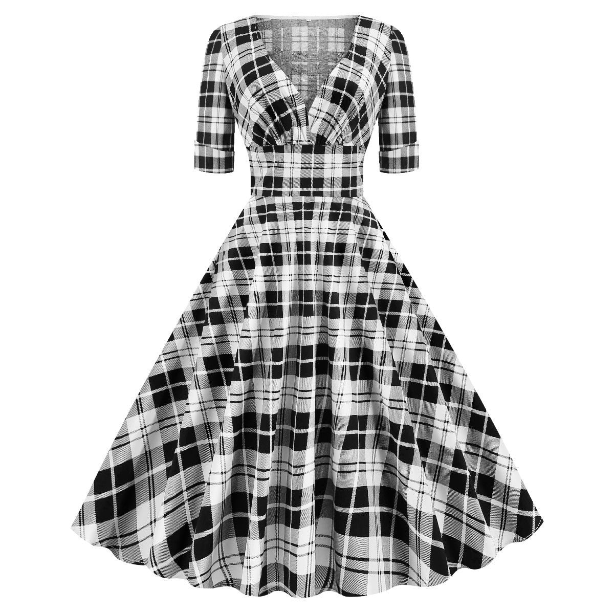 vmtvr pop culture dress to impress Plaid Printed Christmas Autumn and Winter Women's Clothing Ins Stitching Dress Pettiskirt