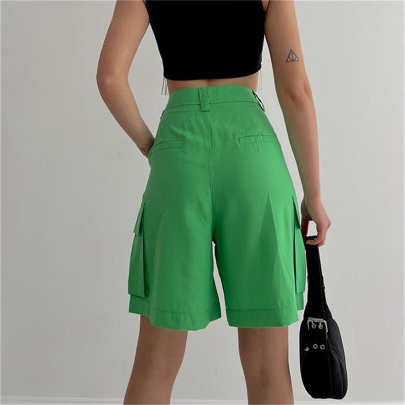 vmtvr preppy New Suit Shorts Women's Summer Organ Bag Shorts Women's Straight Loose Casual A- line Shorts
