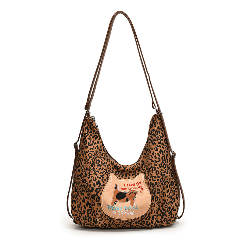 VMTVR 2025 Retro fashion leopard print tote bag women's popular new trend versatile underarm bag large capacity commuter women's backpack