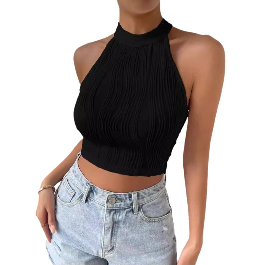 vmtvr 90s fashion Style 2024 Summer New Elegant Halter Vest Slim-Fit Navel Tight Slimming Short Top