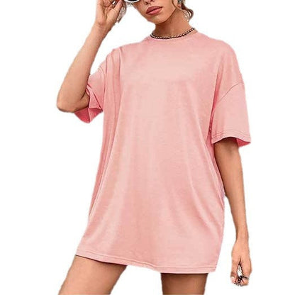 vmtvr 90s fashion 2024 Summer New Women's Solid Color Casual Fashion plus Size Loose round Neck Short Sleeve T-shirt