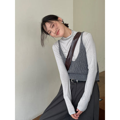 2025  wool Tencel semi-turtleneck long-sleeved T-shirt 2025 early spring skin-friendly bottoming knitted sweater women's A9093