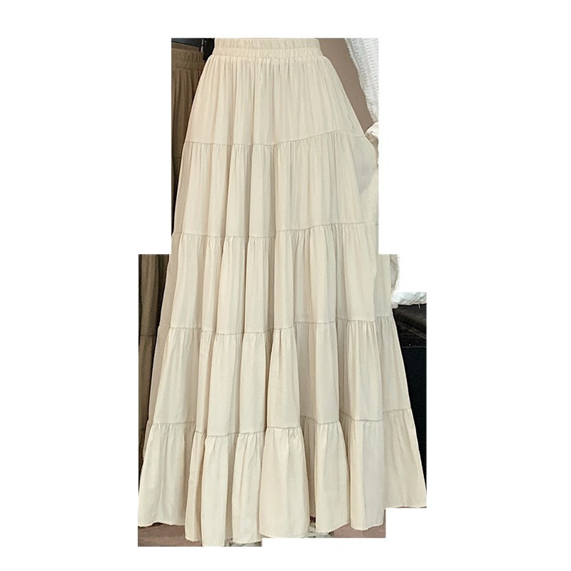 vmtvr church outfit Chanel Style Korean Style Cake Skirt 2024 New Spring and Summer Slimming High Waist Design Stitching Western Style All-Match Long Skirt for Women
