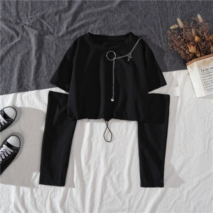 vmtvr 2000s fashion Overalls Suit Women's Summer Fashion Student New Western Style Ins Super a Handsome Cool Girl All-Match Domineering Two-Piece Suit