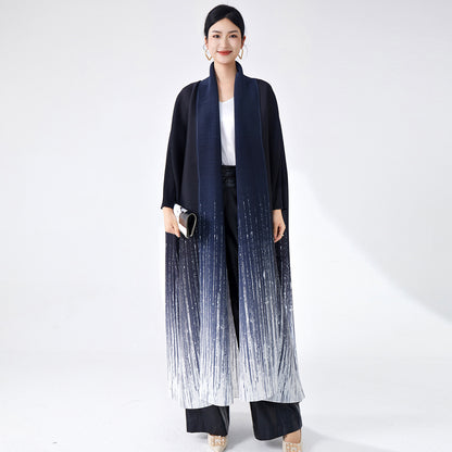 2025 Popular trade Muslim Middle East robe women's high-end lapel gradual change cardigan temperament elegant trench coat